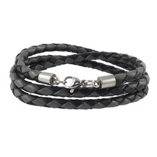 Lederkette Lederband Herren Halskette Schwarz Grau 17-100 cm lang geflochten