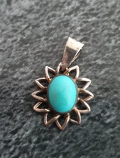 Alter Silber Anhänger mit Türkis * 925  Sterlingsilber Damen Schmuck, ohne Kette