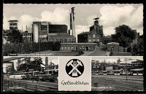 Gelsenkirchen zeche - ak, gelsenkirchen,