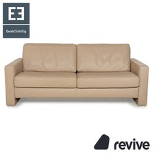 Ewald Schillig Leder Dreisitzer Beige Sofa Couch