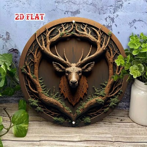 Blechschild rund hirsch mit - hirsch,