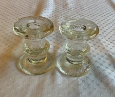 Ingrid Glas 2 Kerzenständer Kerzenhalter aus Eisglas Midcentury Höhe 8,5 cm
