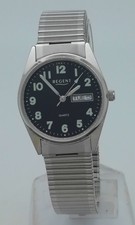 Regent Armbanduhr,Fliegeruhr,Leuchtzeiger,Tag/Datumsanzeige,Flexband,Uhr läuft