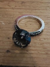 Emporio Armani Ring, Gr. 54, geschwärztes Silber mit geschliffenem Rauchquarz