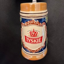 Tyskie Bierkrug Brauerei Polen Reservistenkrug Krug Deckel Zinndeckel Polska