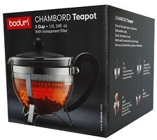 Bodum Chambord Teapot Teekanne Borosilikat-Glas mit Kunststoff-Sieb, 1 Liter
