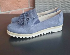 Caprice Damen Slipper Mokassin Größe 39 Rauleder blau mit Zierbastleiste