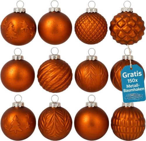 Weihnachtskugeln 12er set glas - set,