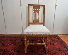 Antiker Empire-Stuhl um 1820, Kirschholz massiv, neu gepolstert