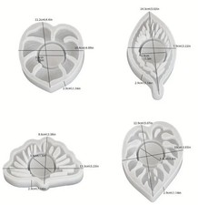 4 Silikonform Kerzenhalter Resin Epoxidharz Keraflott Jesin Set Blätter