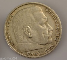 Drittes Reich 5 Reichsmark Silbermünze 1935 A - Paul von Hindenburg