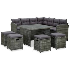 vidaXL 6-tlg. Garten-Lounge-Set mit Auflagen Poly Rattan Grau