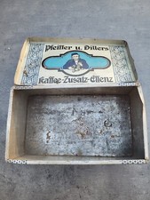 alte Blechdose Blechkiste antik | Pfeiffer u. Dillers Kaffee-Zusatz-Essenz Werbu