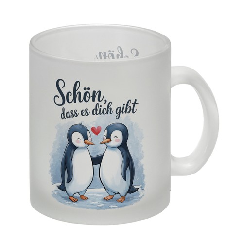 Pinguine mit herz glas - pinguine,
