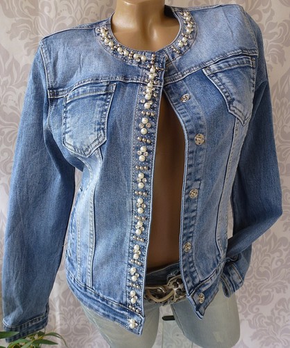 Jeansjacke jacke perlen - jeansjacke,