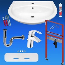 Waschtisch Waschbecken Set 45-60 cm weiß TECE Vorwandelement Grohe Armatur