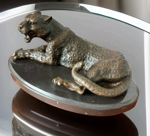 Bronzefigur leopard skulptur - bronzefigur,