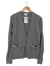 LACOSTE Strickjacke Damen 38/S Grau Klassisch Elegant Baumwolle Kaschmir