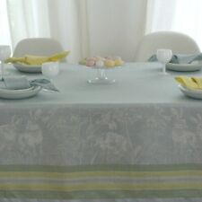 Tischdecke Leinen Hase Oster Brunch hellblau 178x178 Maschinenwäsche Ju-Lein