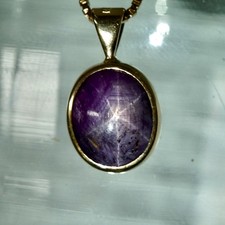 7ct Sternsaphir Saphir Anhänger Kette Collier 585 Gold 14ct WOW