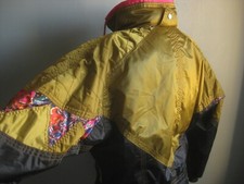 DAMEN VINTAGE SKIJACKE 14 12 10 80er 90er gold rosa floral glänzend metall NEVICA