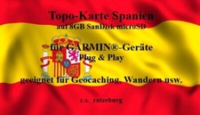 Topo - Karte SPANIEN 2025 - 8GB für GARMIN Geocaching Wandern
