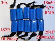 20x Li-ion Akku Batterie 3,7V 2500mAh 10x BMS BFN J&Y SAMSUNG ICR **650 C RC