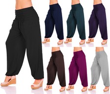 Damen Palazzo Hose Haremshose Yoga Pumphose Weites Bein Pluderhose Ballonhose
