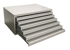 Architektenschrank DIN-AO | Planschrank 6 Schübe | Flachablageschrank lichtgrau