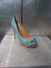 Neuwertige GUESS High Heels Gr 37 blau türkis gold Pumps Plateauschuhe #1781