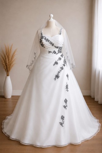 Brautkleid weiß schwarz - weiß/schwarz, gr