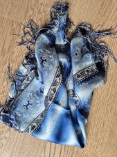 Trachtentuch blau mit fransen - mit,