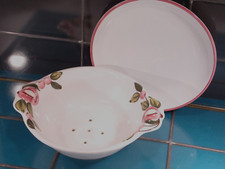 antik Obst Schale+Wasch Sieb+Schüssel SET Keramik Handbemalt Vintage