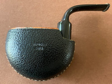 Alte Tabak Holz Pfeife 11cm Sammlerstück #19 gemarkt beraucht Leder Überzug