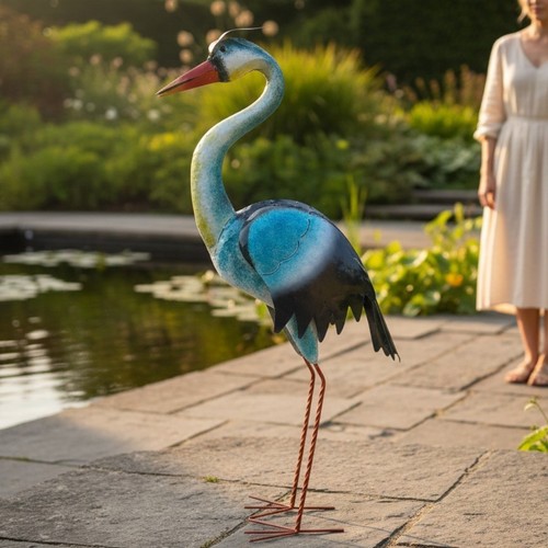 Fischreiher gartenfigur metall - gartenfigur,