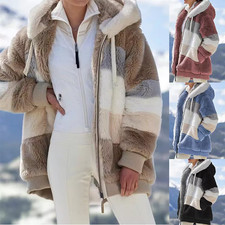 Frauen Plüsch Warme Winterjacke Teddyfell Winter Fleecejacken Kapuzen Mantel