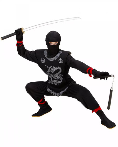 Schwarzes ninja kinderkostüm - schwarzes,