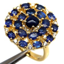 925 Silber Blau Saphir & Cubic