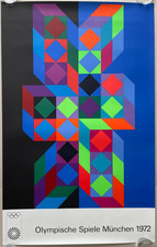 Poster Plakat Olympiade 1972 München - Victor Vasarely - Op Art 70s 70er Olympia