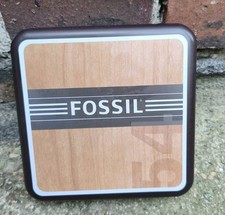 FOSSIL Blechdose quadratisch Holzoptik Vintage Stil Dose 