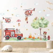 Wandtattoo Kind Feuerwehr Kinderzimmer Wanddeko Auto Bär Junge Deko Fototapete
