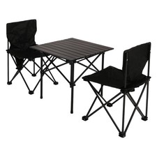 B-Ware Campingset MCW-N50, Tisch 2x Stuhl Klappstuhl faltbar, Metall, schwarz