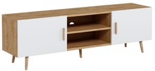 Lowboard Brillo TV-Schrank 180cm Hochglanz weiß ribbeck eiche (17826)