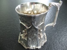 Becher Silber 925 William Bateman I London England Silberbecher 3D Büsten 1848