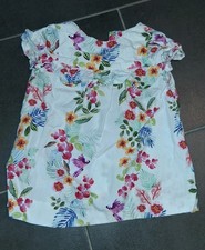 Mädchenkleid mit Vogel,Blumenmuster, kurze Ärme,Knopfleiste hinten Gr.86, Zara