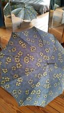 regenschirm schirm 50er 60er real vintage Blümchen blumen grau gelb lederstiel !