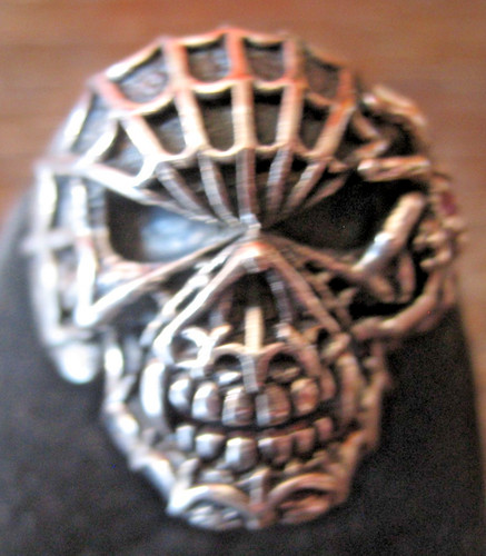 Totenkopf ring spinnennetz 925 - totenkopf,