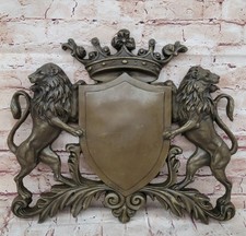 Royal Familie Crest Mantel Von Arme Löwe Einhorn Krone Shield Bronze Tafel V3