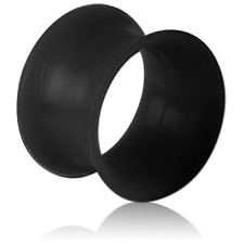 Weicher Silikontunnel Ohrpiercing Tunnel Extra schmaler Rand SCHWARZ Black Ohr