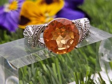 Sterling Silber Madeira Citrin Ring, Größe Q, fabelhafte Farbe, großes Statement 